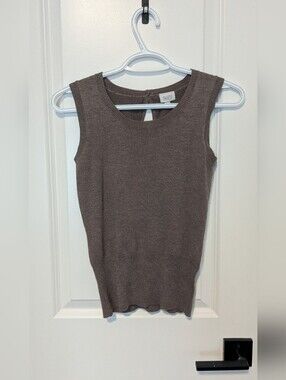 Tan Knit Scoop Neck Sweater Vest